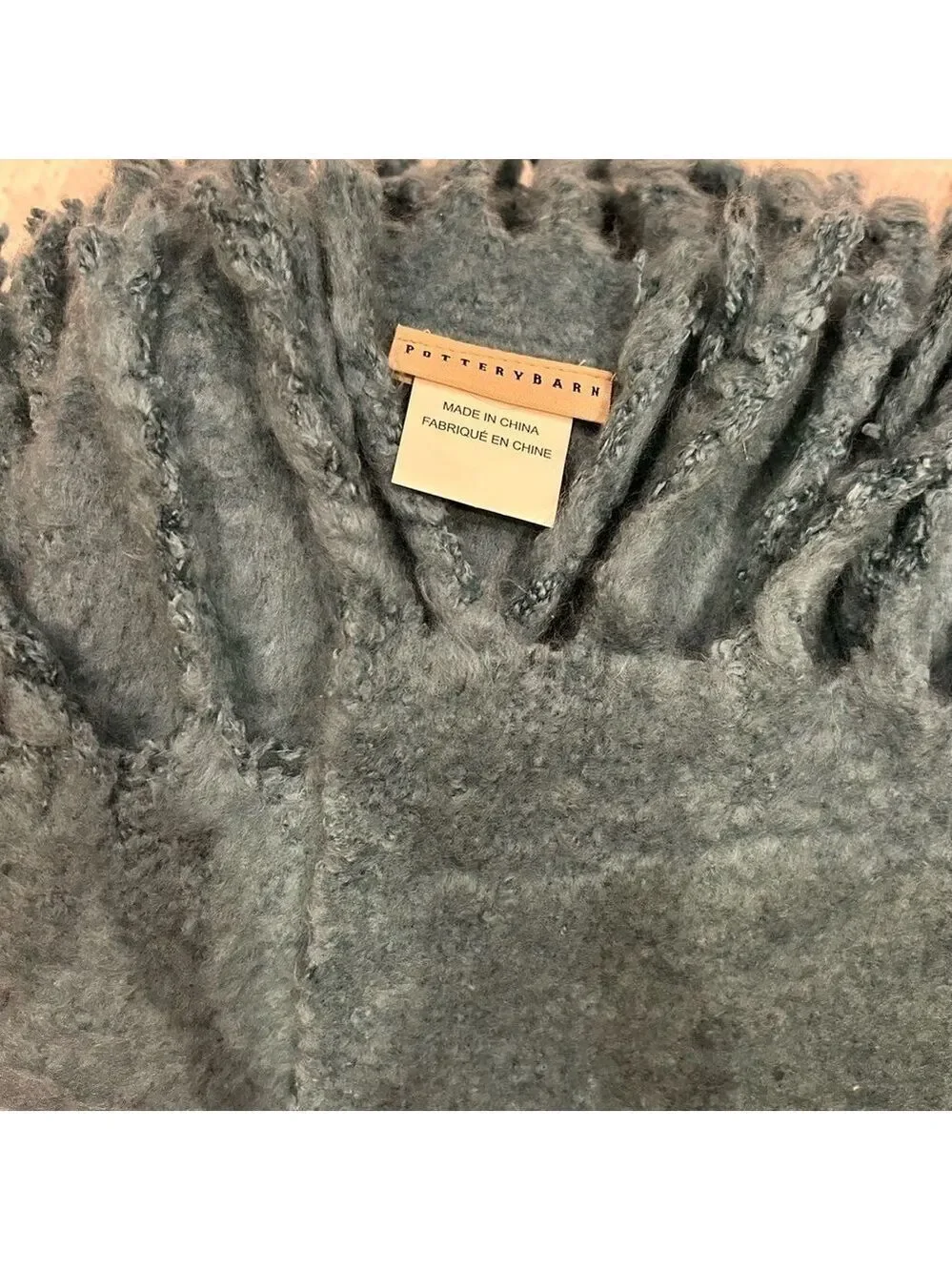 Pottery Barn Throw Blanket with Fringe Teal Very Soft Cosy 50x70” Acrylic
